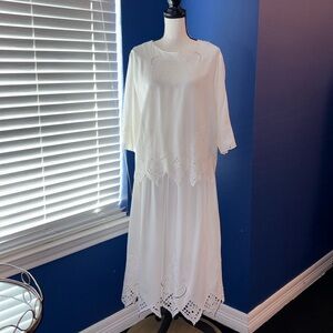 Vintage Marcia & Me Co. Tunic & Skirt Set – White Eyelet & Embroidered – Small